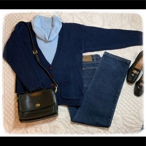 French Navy Cardigan.